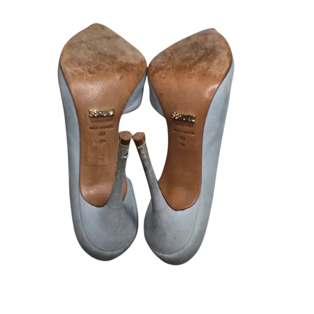 Schutz Rita D'orsay Light Blue Pointy Toe Suede High Heels 6B - Picture 8 of 9